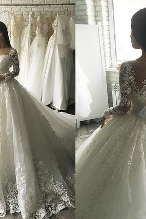 Robe de mariée de mode de bal fait main encolure ronde textile en tulle naturel