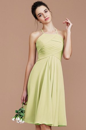 Robe demoiselle d'honneur courte naturel ruché avec chiffon de princesse