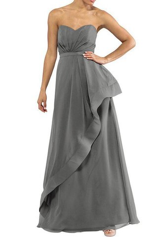 Robe demoiselle d'honneur longue avec chiffon silhouette asymétrique ruché a-ligne