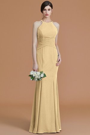 Robe demoiselle d'honneur naturel jusqu'au sol ruché en chiffon de sirène