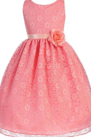 Robe cortège fille naturel avec zip avec décoration dentelle ligne a avec fleurs