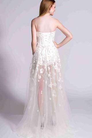 Robe de bal transparent en tulle avec lacets manche nulle avec fleurs