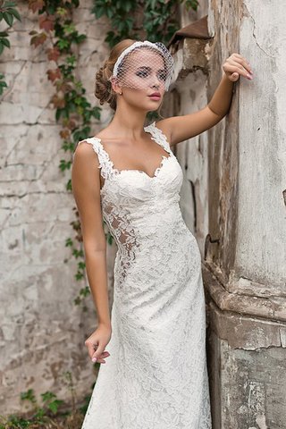 Robe de mariée longue avec zip bandouliere spaghetti col en forme de cœur cordon