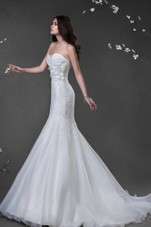 Robe de mariée de sirène avec fleurs avec sans manches entrecroisé col en forme de cœur