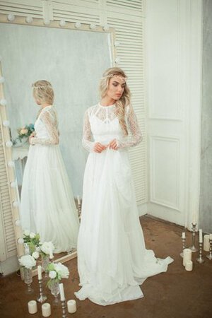 Robe de mariée romantique plissage en dentelle en chiffon fermeutre eclair