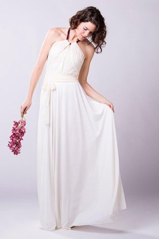 Robe de mariée naturel ruché fermeutre eclair avec chiffon manche nulle