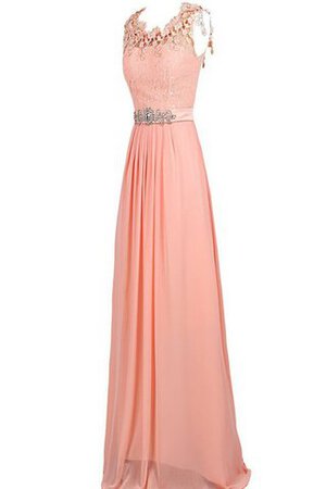 Robe demoiselle d'honneur festonné avec décoration dentelle a-ligne avec zip v encolure
