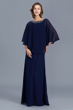 Robe mère de mariée avec manche longue en chiffon col u profond accrocheur avec perle