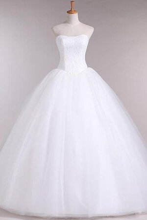 Robe de mariée naturel textile en tulle sans dos avec sans manches avec décoration dentelle