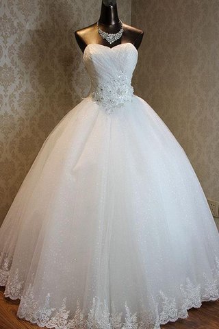 Robe de mariée naturel longue avec perle avec décoration dentelle de mode de bal