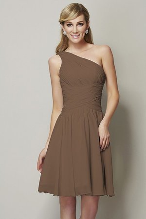 Robe demoiselle d'honneur naturel courte de princesse avec chiffon ligne a