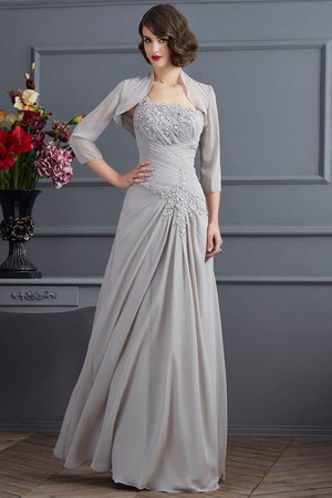 Robe mère de mariée longue naturel appliques ligne a d'épaule asymétrique