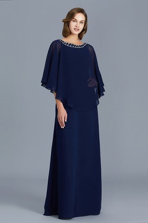 Robe mère de mariée avec manche longue en chiffon col u profond accrocheur avec perle