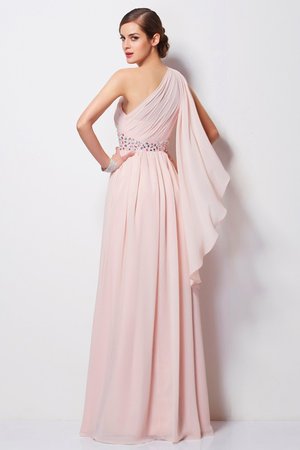 Robe de soirée longue maillot d'épaule asymétrique avec perle avec chiffon