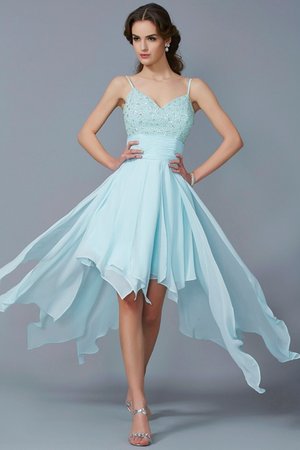 Robe fête de la rentrée cordon asymétrique avec chiffon avec sans manches a-ligne