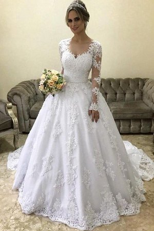 Robe de mariée appliques incroyable en satin de traîne moyenne naturel