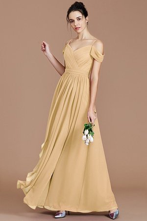 Robe demoiselle d'honneur a-ligne epaule nue de princesse manche nulle avec chiffon