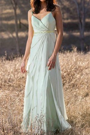 Robe demoiselle d'honneur avec ruban ligne a longueru au niveau de sol ceinture v encolure