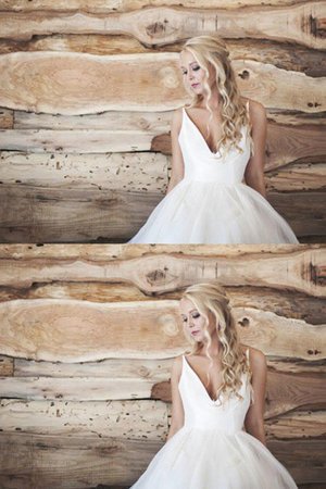 Robe de mariée avec sans manches en organza de traîne moyenne à la mode naturel