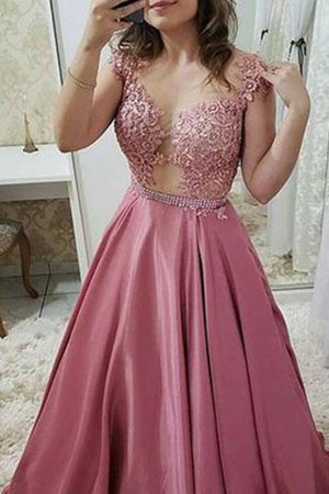 Robe de soirée fabuleux appliques de princesse en satin avec sans manches