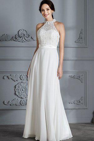 Robe de mariée naturel de princesse en chiffon jusqu'au sol encolure ronde