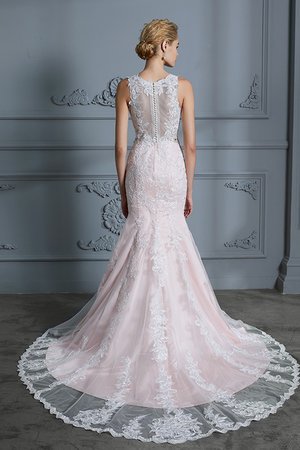 Robe de mariée de col en v de sirène en tulle éblouissant naturel