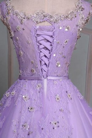 Robe de quinceanera naturel jusqu'au sol de mode de bal en dentelle en tulle