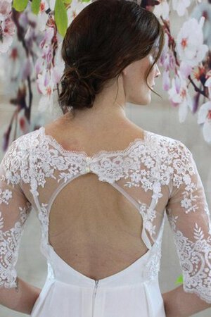 Robe de mariée col u profond en 1/2 manche avec chiffon v encolure ligne a