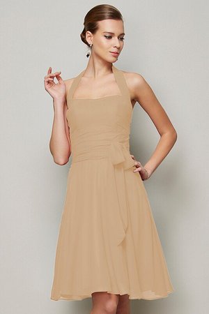 Robe demoiselle d'honneur courte naturel avec chiffon dénudé avec zip