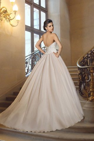 Robe de mariée naturel col en forme de cœur avec perle de traîne moyenne manche nulle