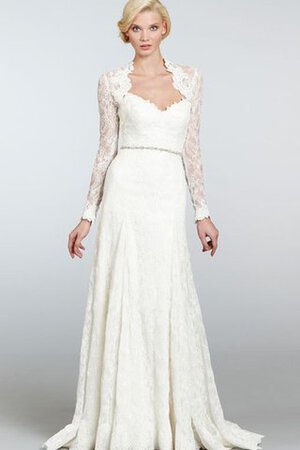 Robe de mariée solennel intemporel nature avec perle col en reine