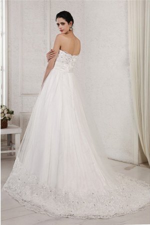 Robe de mariée longue col en forme de cœur appliques de traîne mi-longue avec zip