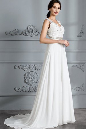 Robe de mariée naturel ligne a avec chiffon avec sans manches v encolure