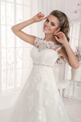 Robe de mariée humble avec cristal noeud jusqu'au sol de tour de ceinture en haute