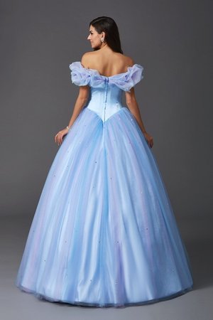 Robe de quinceanera naturel longue manche nulle de mode de bal d'epaule ecrite