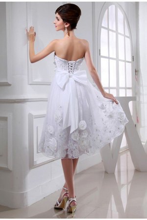 Robe de mariée au niveau de genou avec perle textile taffetas cordon ligne a