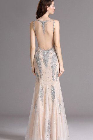 Robe de bal en forme textile en tulle col en bateau avec perle manche nulle