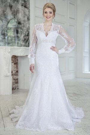 Robe de mariée discrete naturel de sirène avec décoration dentelle jusqu'au sol