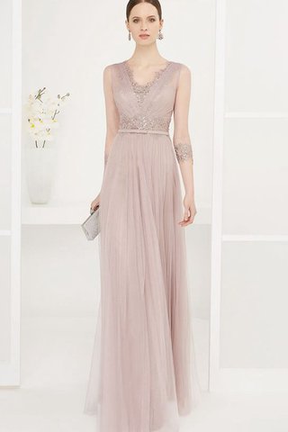Robe de bal elégant v col profonde a-ligne v encolure decoration en fleur