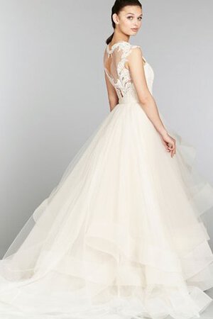 Robe de mariée naturel en tulle avec cristal en dentelle manche nulle