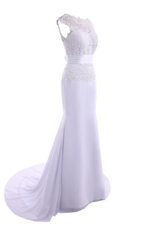 Robe de mariée romantique attirent lache avec bouton col en bateau