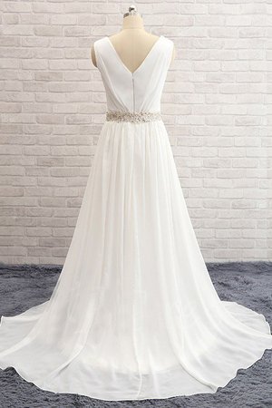 Robe de mariée naturel avec perle avec chiffon de princesse de traîne courte