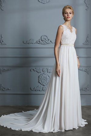 Robe de mariée de princesse joli de traîne moyenne avec chiffon a-ligne