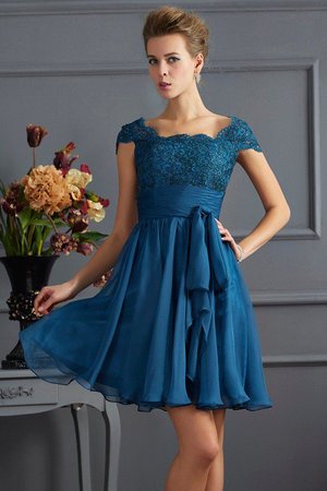 Robe demoiselle d'honneur bref avec manche courte avec zip ligne a avec chiffon