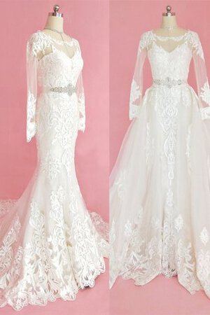 Robe de mariée de traîne moyenne charmant avec zip intemporel modeste