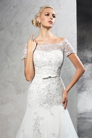 Robe de mariée longue naturel d'epaule ajourée collant avec zip