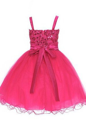 Robe cortège fille courte en organza decoration en fleur bretelles spaghetti ligne a