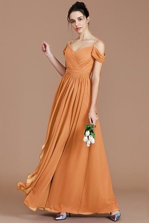 Robe demoiselle d'honneur a-ligne epaule nue de princesse manche nulle avec chiffon