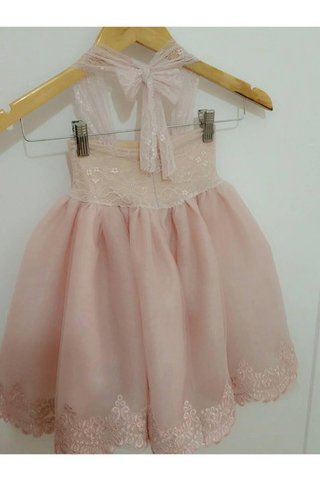 Robe cortège fille avec nœud en organza de mode de bal de lotus manche nulle