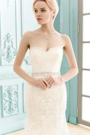 Robe de mariée facile avec cristal jusqu'au sol gaine en dentelle